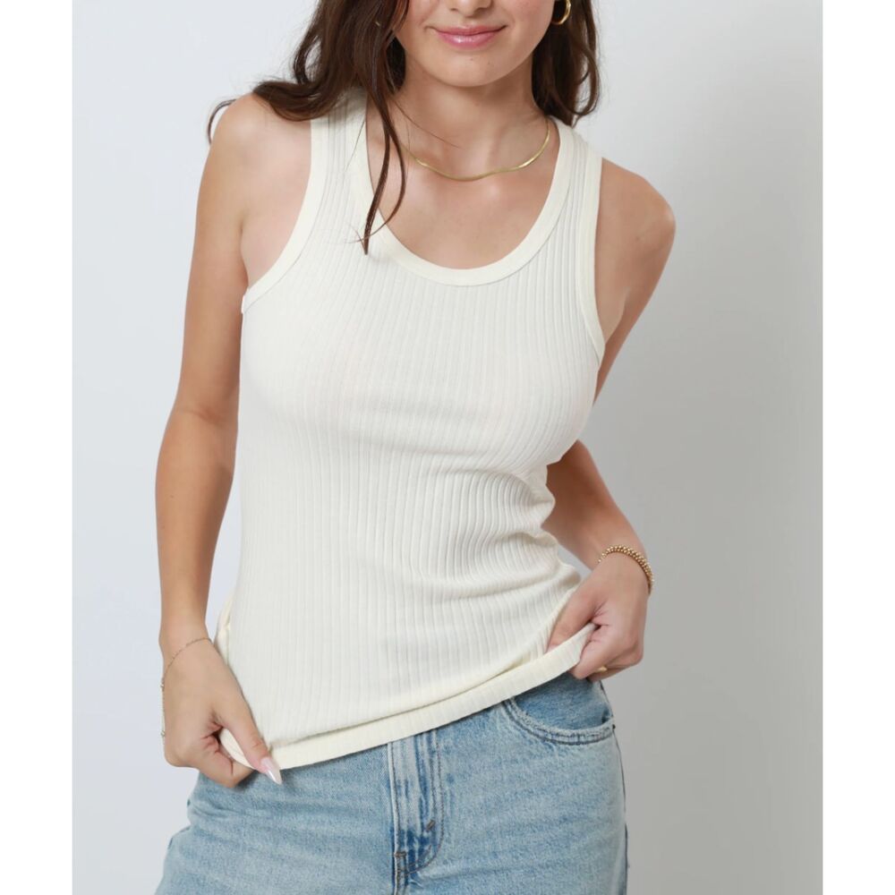 SYDNEY LOS ANGELES BH Ribbed Tank Top Vintage White Small NEW NWT